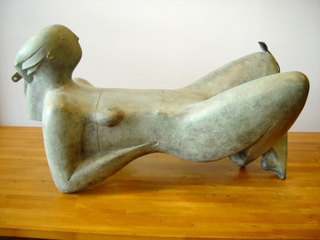 "Meisje met muisje", brons, oplage 5 nr 2, h36x40x75